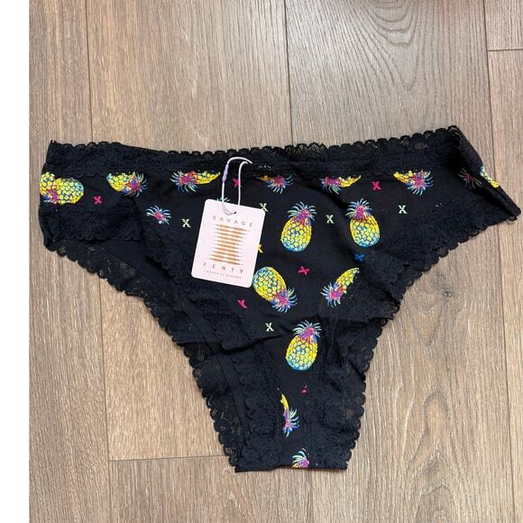 Savage x Fenty Bundle NEW 3pcs Lace Trim Pinapple Print Panties Size XL - Picture 2 of 4